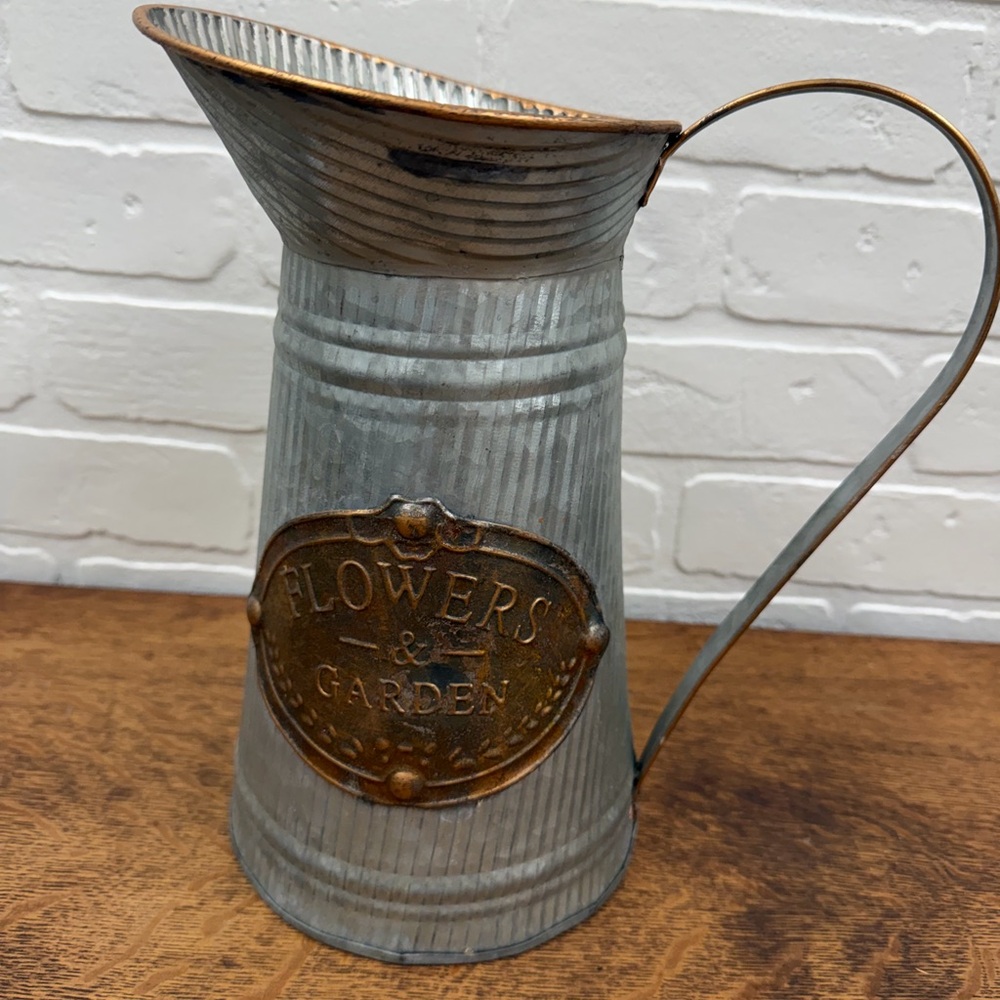 Rustic Metal Flower Pitcher